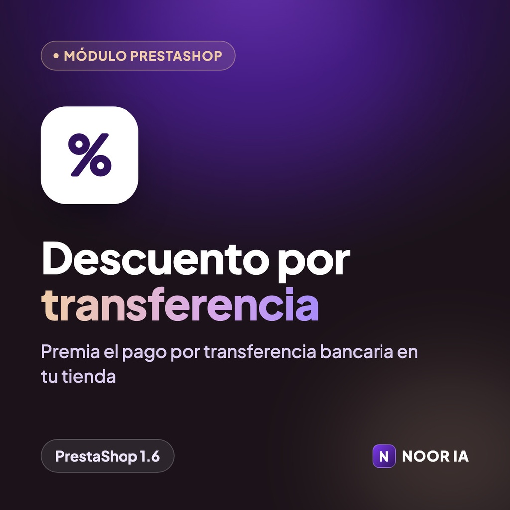 Módulo PrestaShop - Descuento por transferencia bancaria (Solo módulo (descarga))